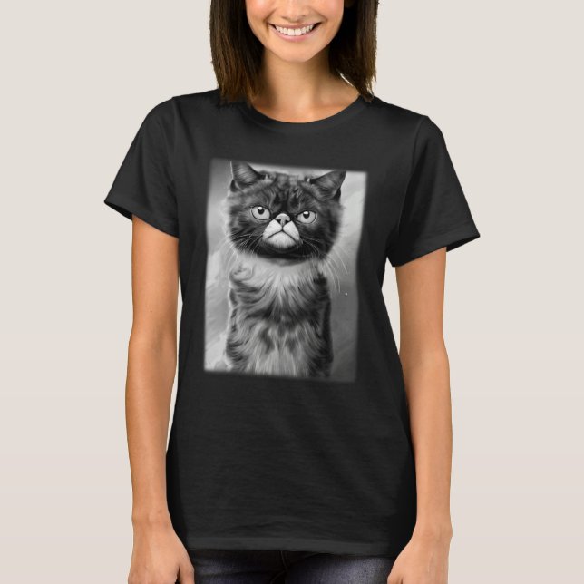 Camiseta Cat face graphic  animal pet  grumpy kitten print  (Anverso)