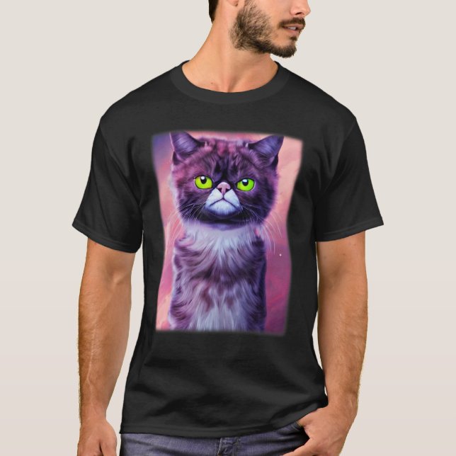 Camiseta Cat face graphic  animal pet  grumpy kitten print  (Anverso)