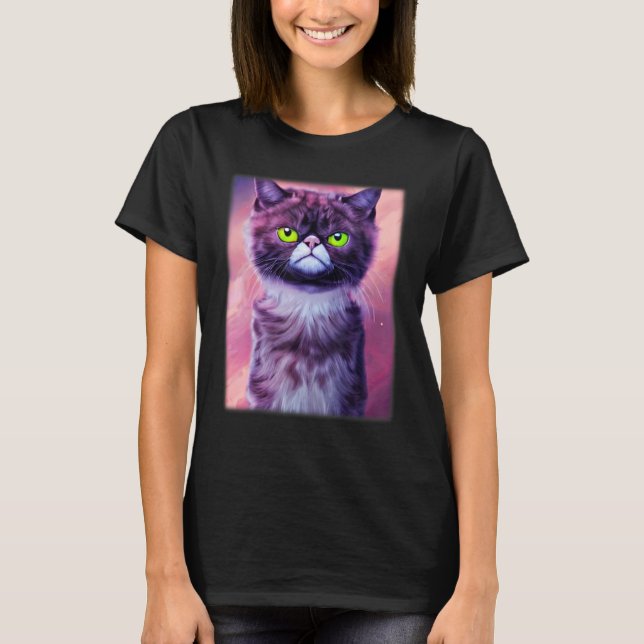 Camiseta Cat face graphic  animal pet  grumpy kitten print  (Anverso)