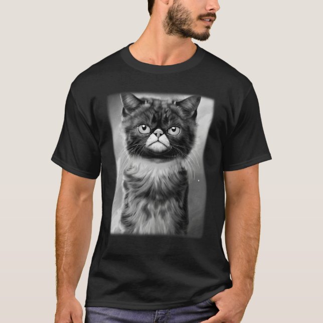 Camiseta Cat face graphic  animal pet  grumpy kitten print  (Anverso)