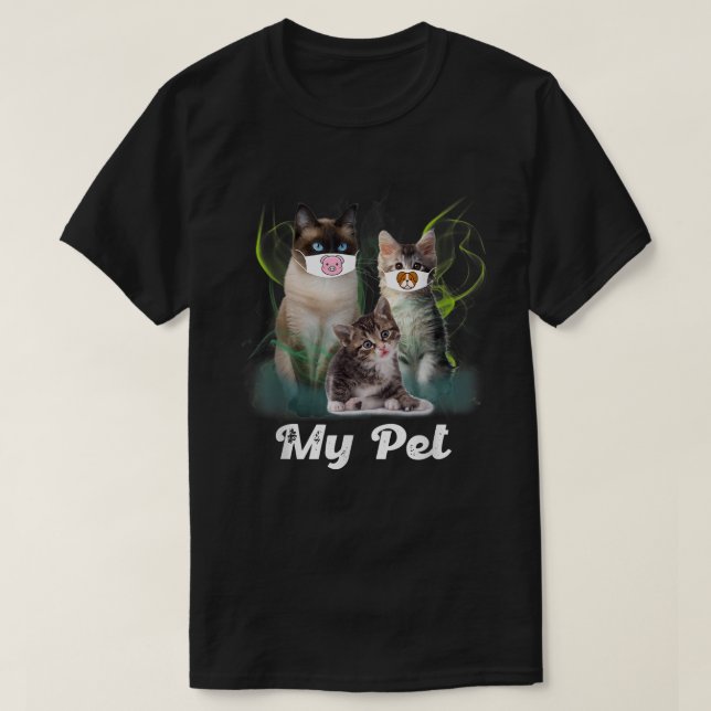 Camiseta Cat Face Mask, Cute Pet Cats Lovers Gift Pig Dog A (Diseño del anverso)