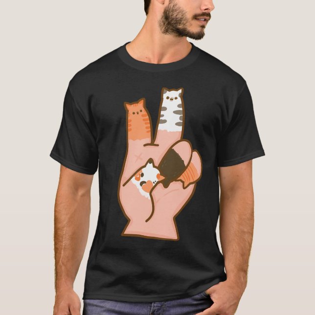 Camiseta Cat Fingers Peace (Anverso)