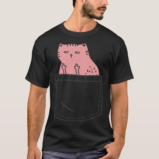 Camiseta Cat Flipping Off Rude Animal Middle Finger  Ugly C (Anverso)