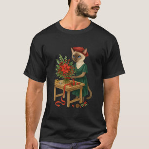 Camiseta Cat Florist organizando flores para Navidades