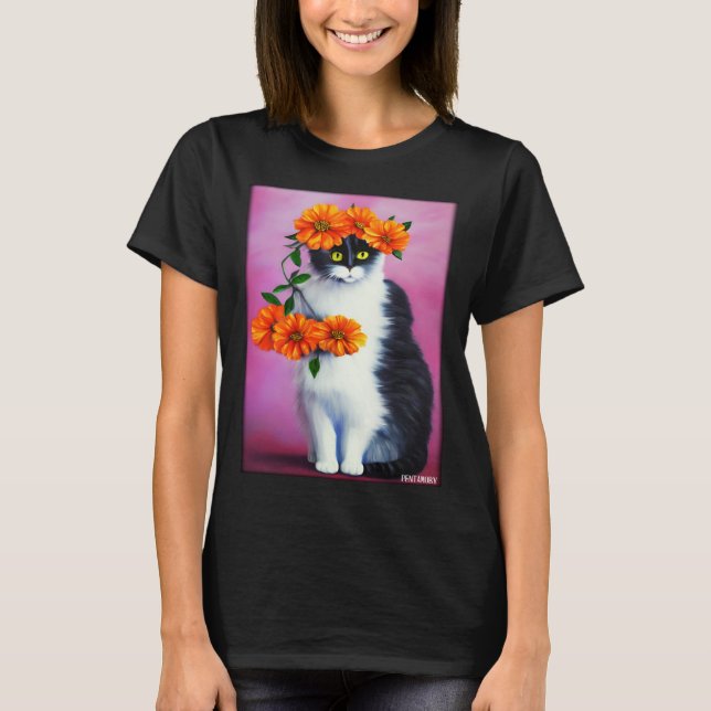 Camiseta Cat Flower Natural Flower Garden Cat Love Cat  2 (Anverso)