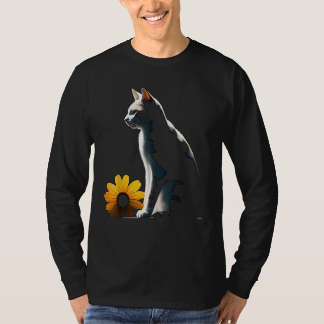 Camiseta Cat Flowers Artwork  Cat Motif Animal Cat (Anverso)