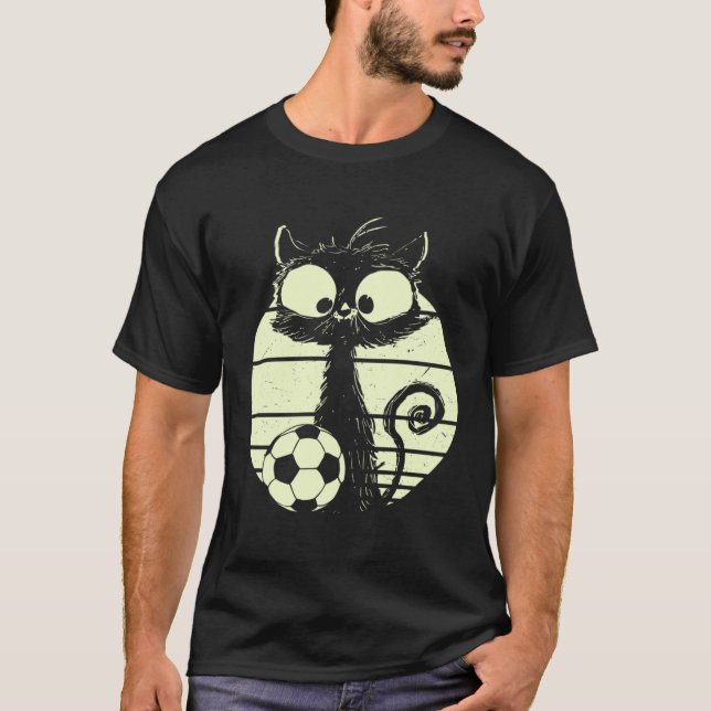Camiseta Cat Football Soccer Player Cat Cute Funny Cat (Anverso)