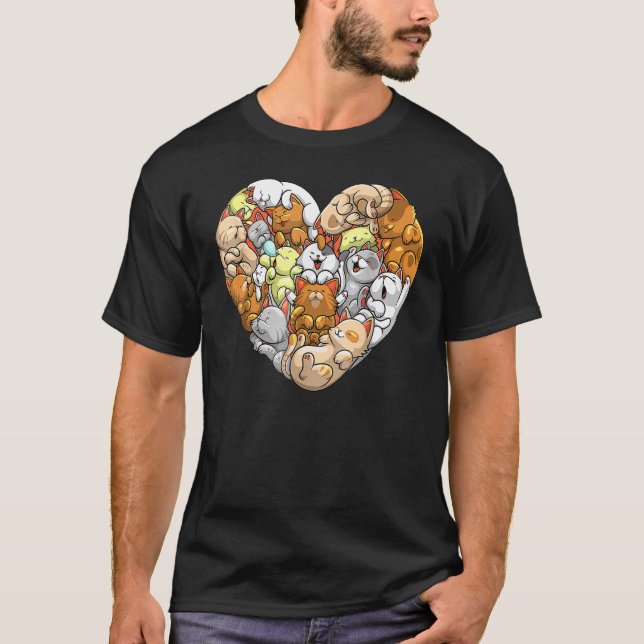 Camiseta Cat For Men Women Heart Valentine Day Cat Kitten (Anverso)