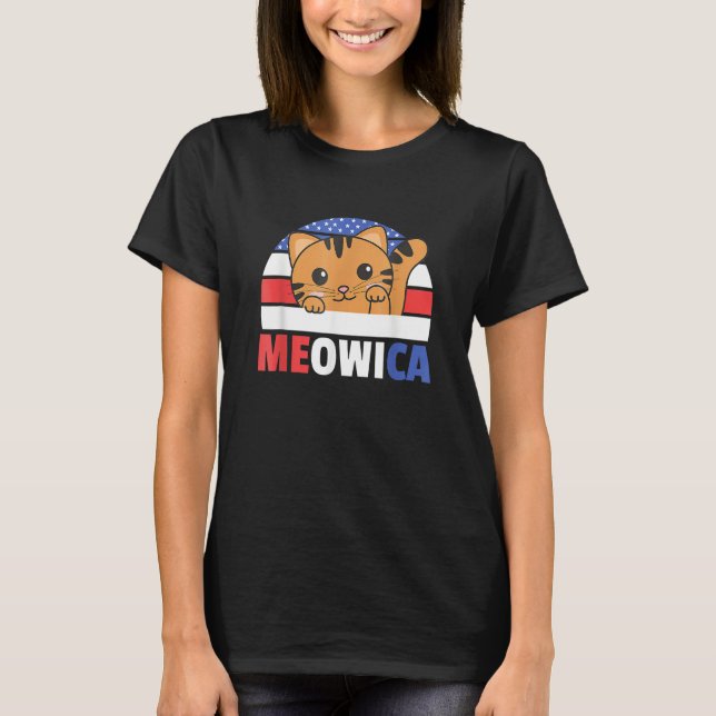 Camiseta Cat For The Fourth Of July USA Flag Meowica Usa Ca (Anverso)