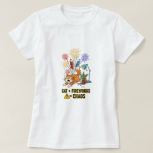 Camiseta Cat + Fuegos artificiales = Caos - Graciosa camise