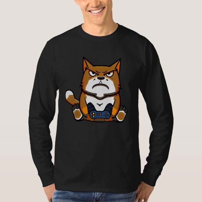 Camiseta Cat Gamer Cat Video Games Motif  Controller (Anverso)