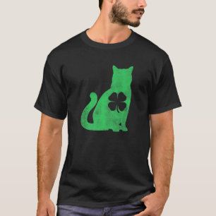 Camiseta Cat Gift St. Patrick's Day Shamrock Irish Clover L