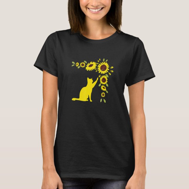 Camiseta Cat Graphic For Kitten And Sunflower (Anverso)