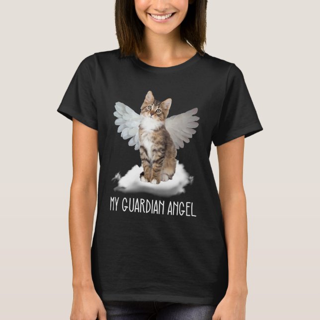 Camiseta cat guardian angel wing cloud present (Anverso)