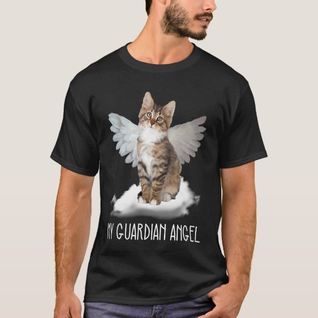 Camiseta cat guardian angel wing cloud present (Anverso)