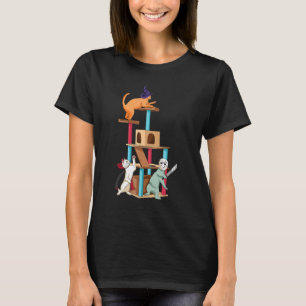 Camiseta Cat Halloween Costume Vampire Witch Cats Playing O