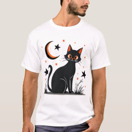 Camiseta Cat Halloween | Gato negro lindo y espelu