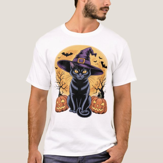 Camiseta Cat Halloween Pumpkin Essential T-Shirt (Anverso)