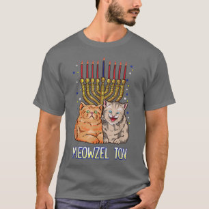 Camiseta Cat Hanukkah Menorah Meowzel Tov Jewish Mazel tov