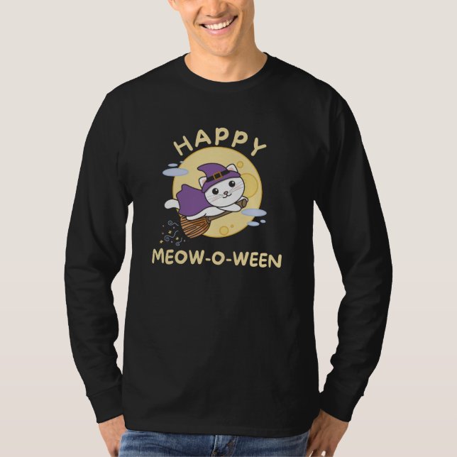 Camiseta Cat Happy Halloween Happy Meow-o-ween (Anverso)