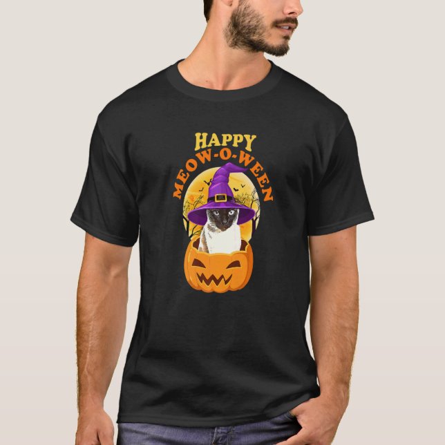 Camiseta Cat Happy Meow O Ween Witch Halloween (Anverso)