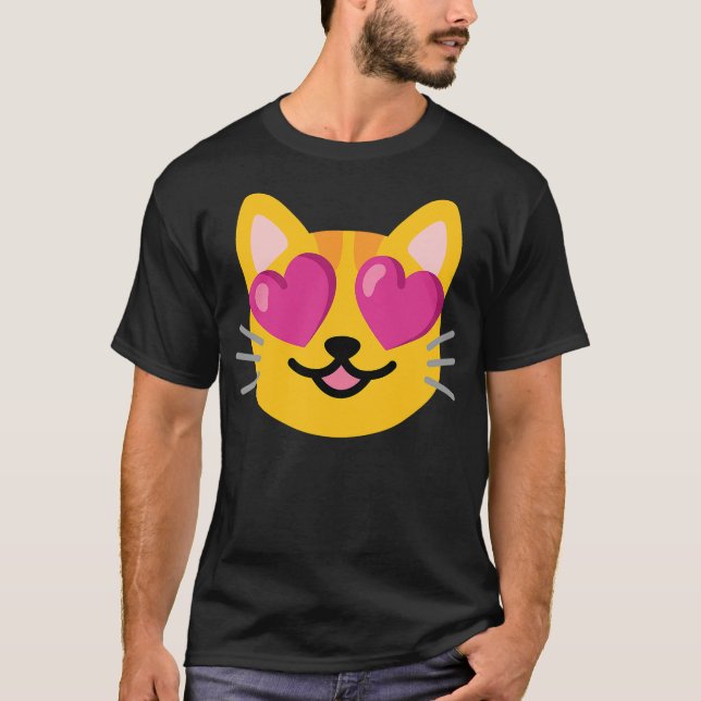 Camiseta Cat Heart Eyes Emoticon (Anverso)