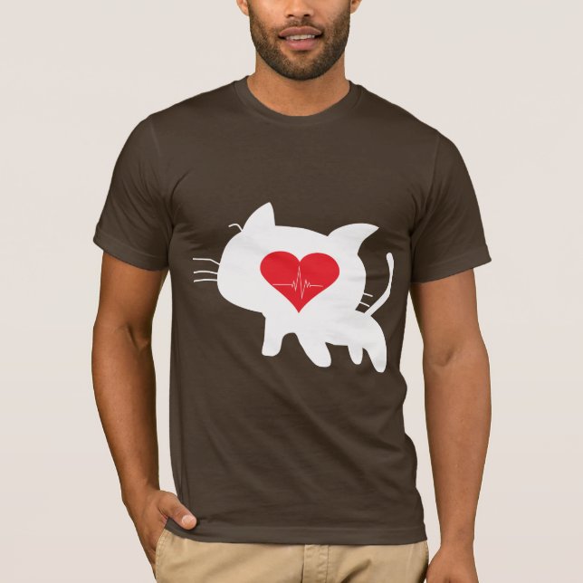 Camiseta Cat Heartbeat – Minimalist Black Cat Love Design (Anverso)