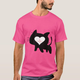 Camiseta Cat Heartbeat – Minimalist Black Cat Love Design