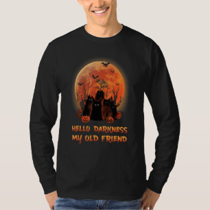 Camiseta Cat Hello Darkness My Old Friends Black Cat