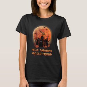 Camiseta Cat Hello Darkness My Old Friends Black Cat