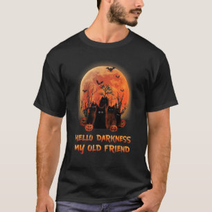 Camiseta Cat Hello Darkness My Old Friends Black Cat