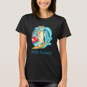 Camiseta Cat Hello Summer Kitten Cat Surfing Cat Vacaciones