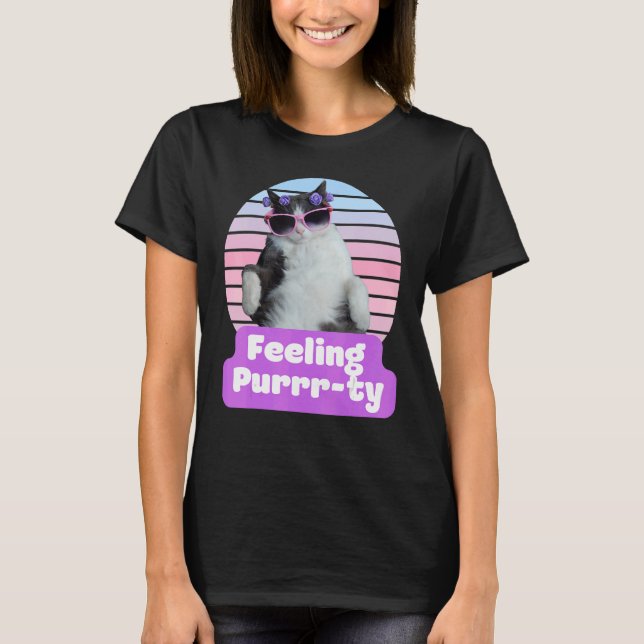 Camiseta Cat Hilarious Meme Kitty Feline Sensándose Purr t (Anverso)