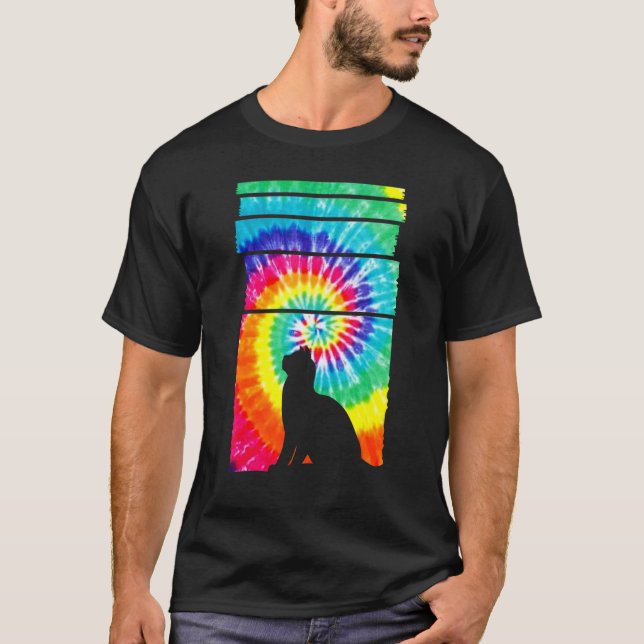 Camiseta Cat Hippie Tie Dye Cat   (Anverso)