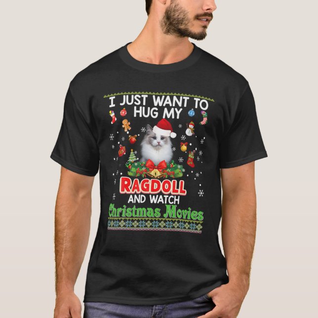 Camiseta Cat Hug My Ragdoll Cat Watch Navidades Movit Kitt (Anverso)
