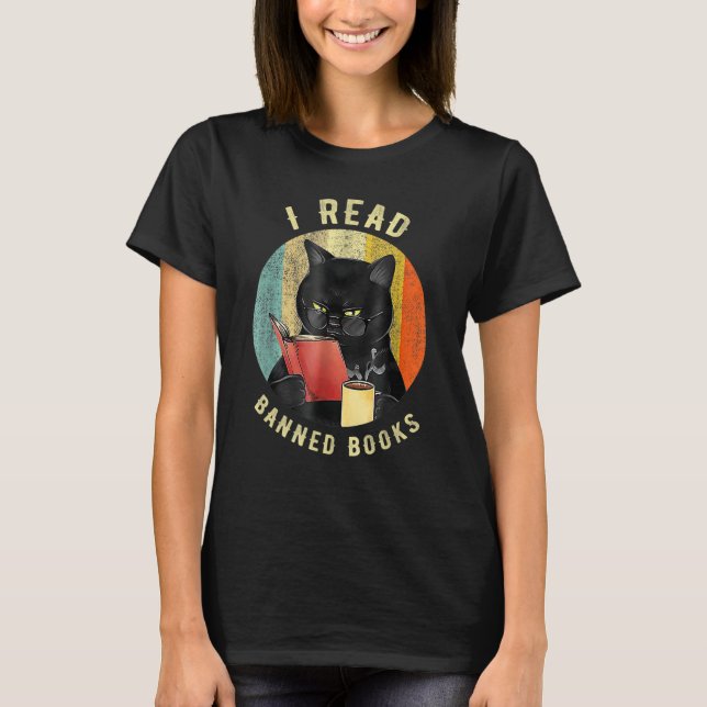 Camiseta Cat I Read Banned Books Bookworms Loves Reading Bo (Anverso)