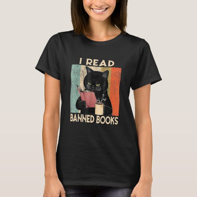 Camiseta Cat I Read Banned Books  Bookworms Reading Book 1 (Anverso)