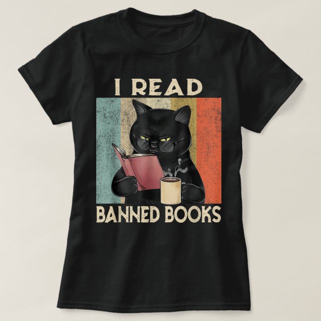 Camiseta Cat I Read Banned Books Funny Bookworms Reading Bo (Diseño del anverso)