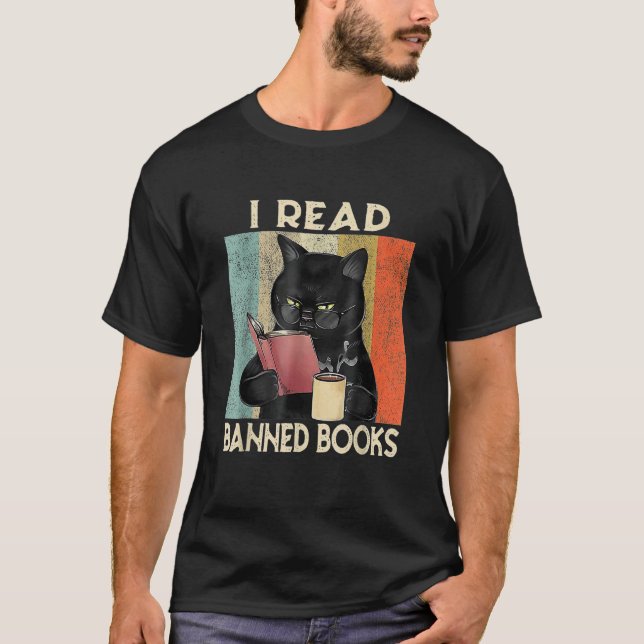 Camiseta Cat I Read Banned Books men Bookworms Reading Book (Anverso)