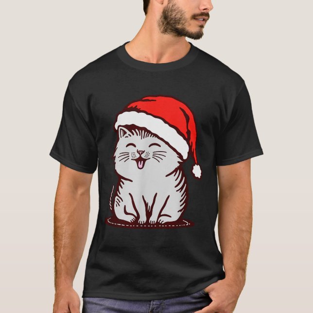 Camiseta Cat In A Santa Hat  (Anverso)