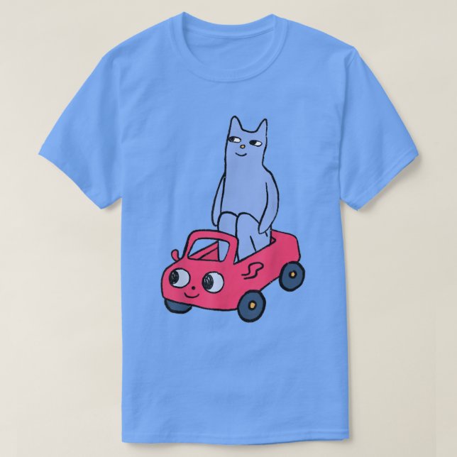 Camiseta Cat in car funny  (Diseño del anverso)
