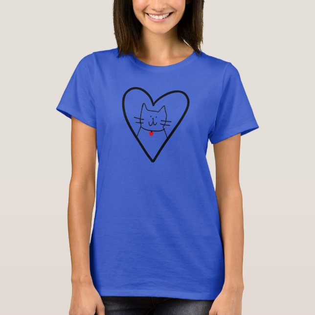 Camiseta Cat in Heart Doodle  (Anverso)