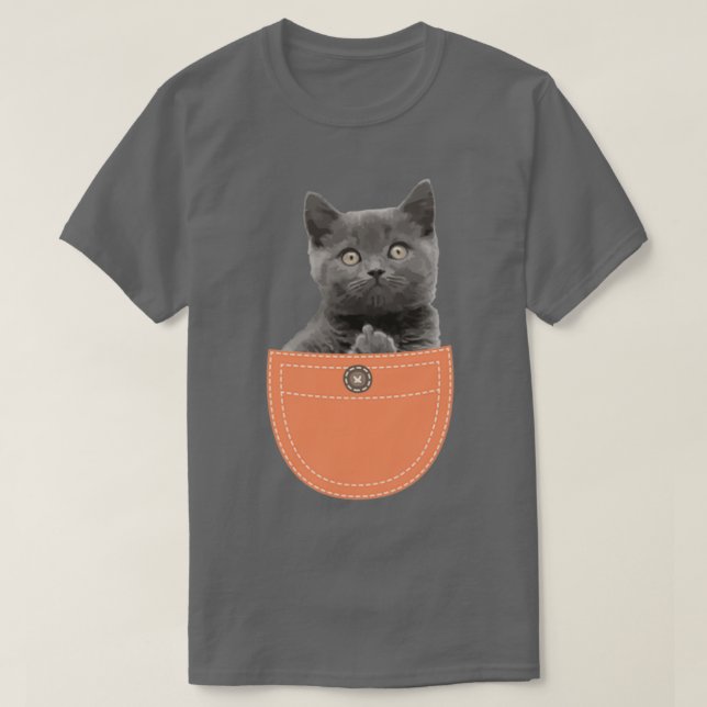 Camiseta Cat In Pocket Dando El Dedo (Diseño del anverso)