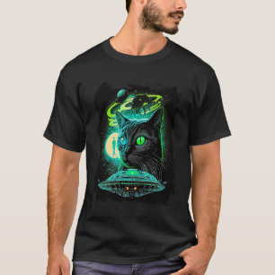 Camiseta Cat In Space Alien Abducción UFO Ciencia Ficción F