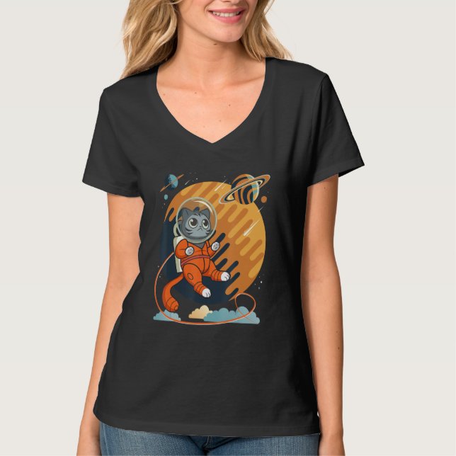 Camiseta Cat in Space Space Cat Nerdy 3 (Anverso)