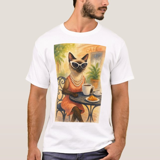 Camiseta Cat is drinking coffee for Cat lovers  T-Shirt (Anverso)