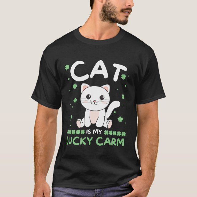 Camiseta Cat Is My Lucky Carm Shamrock St Patrick s Day Cat (Anverso)