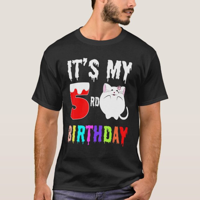 Camiseta Cat it My 5º cumpleaños para mujeres Chicas de niñ (Anverso)