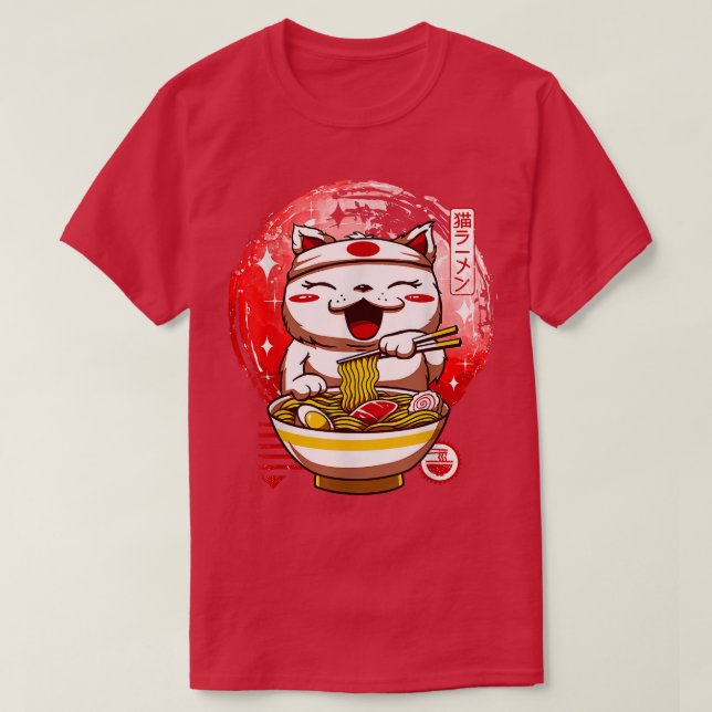 Camiseta Cat Kami Sama Ramen Japón (Diseño del anverso)
