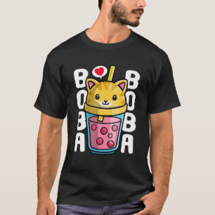 Camiseta Cat Kawaii Boba Bubble Tea Meow Anime Tee Japonés
